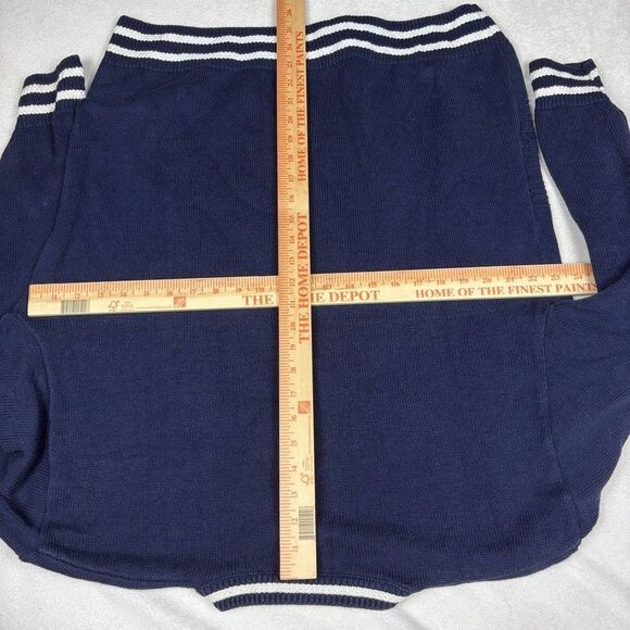Vintage 90s Sweater L Navy Knit Sailboat Nautical Jacquard USA Made Preppy - Picture 6 of 6